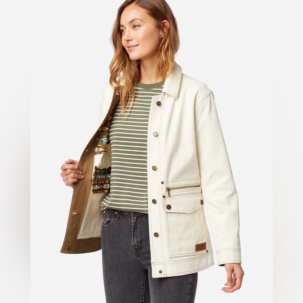 Pendleton Cotton Canvas Barn Jacket Chore Coat khaki size small - Picture 6 of 7